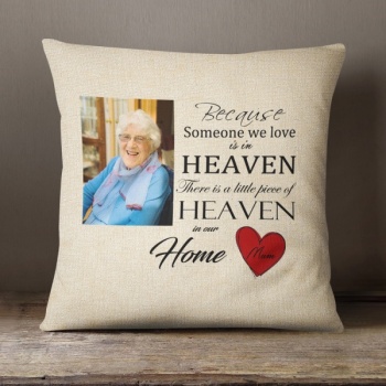 Personalised Cream Chenille Photo Cushion - Heaven in our Home